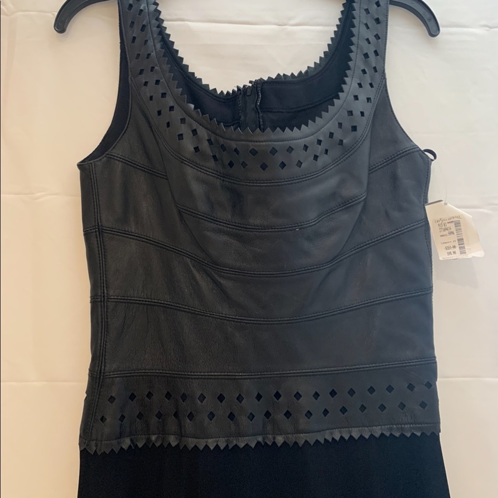 Tadashi leather and lace long dress